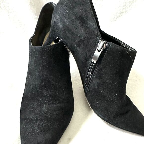 Via‎ Spiga Women 8 Pointed Toe Suede Ankle Bootie Vero Cuoio Black Kitten Heel - Picture 1 of 9